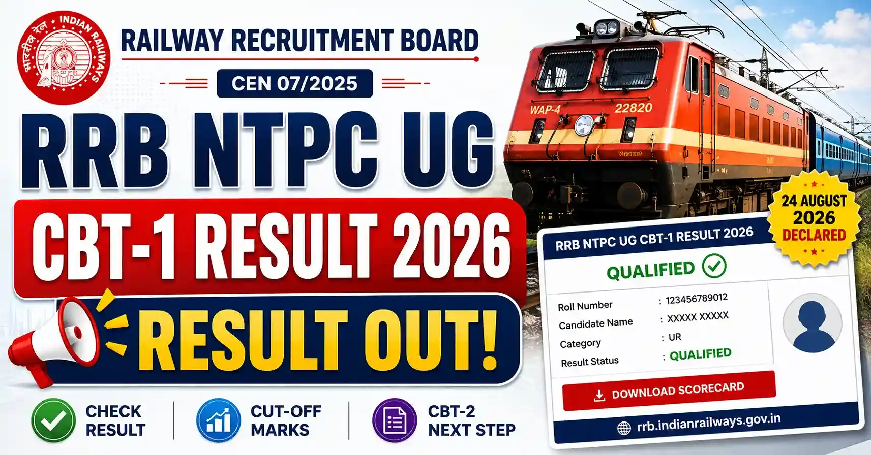 RRB NTPC UG CBT 1 Result 2026 Out