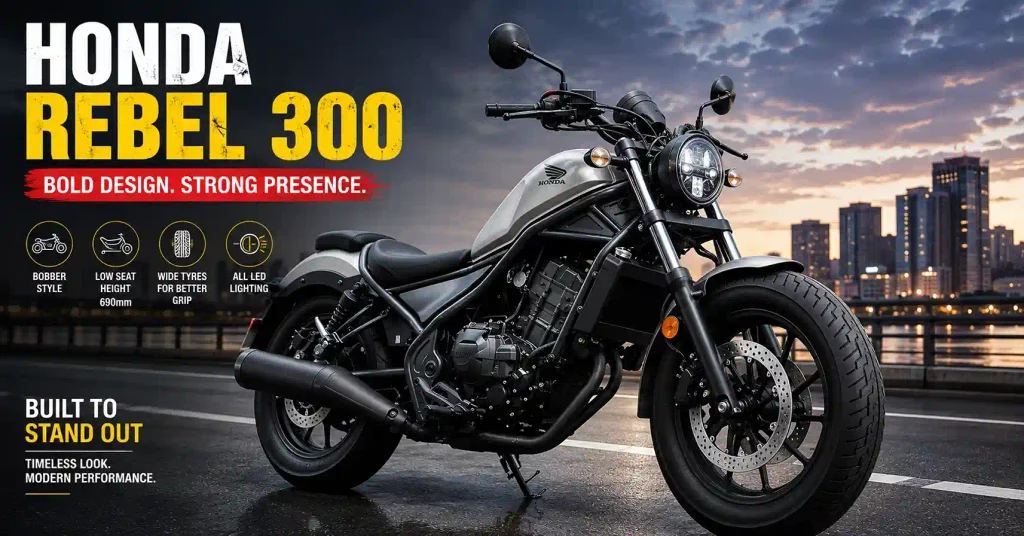 Honda Rebel 300 2026 design and road presence