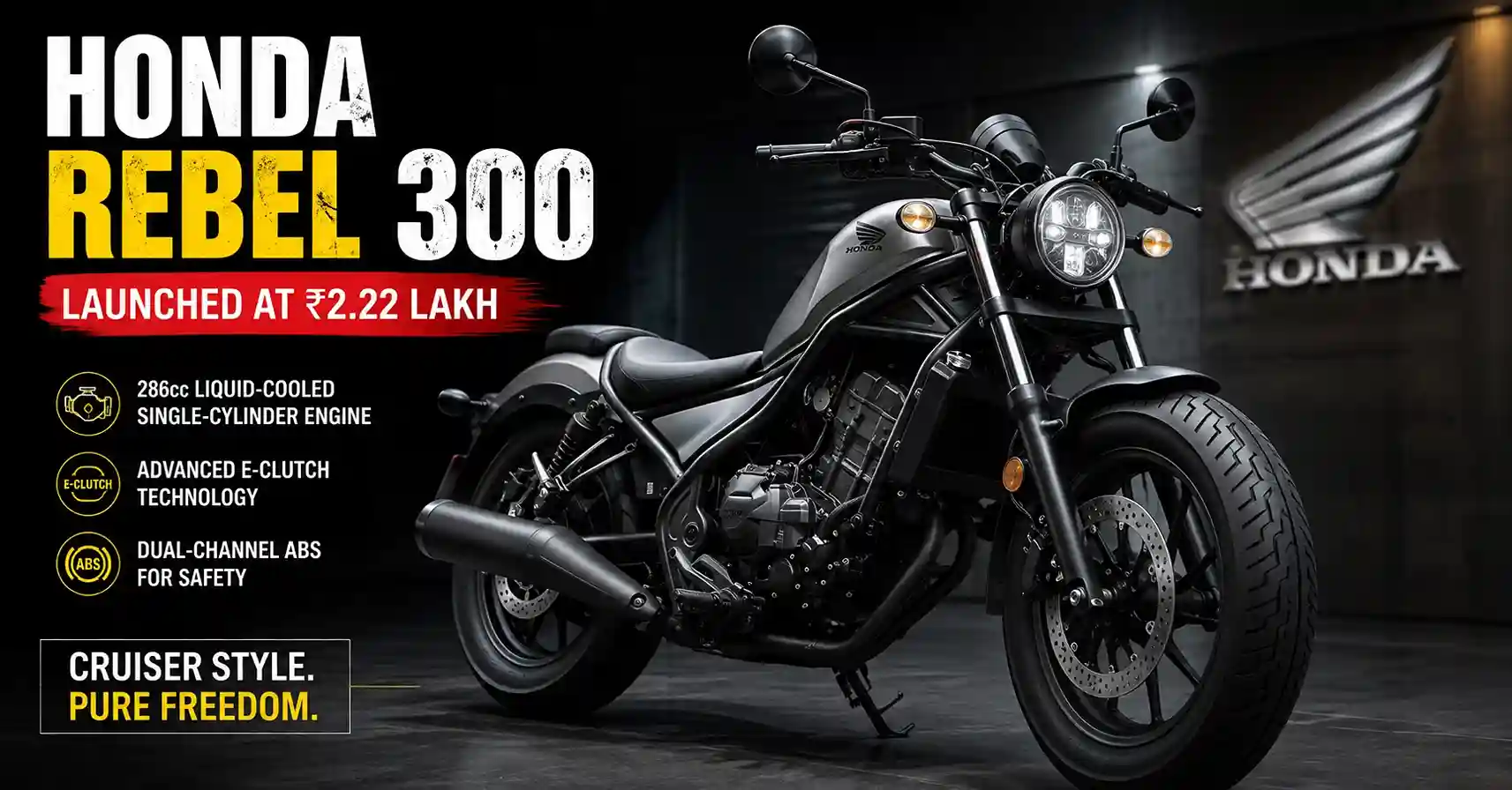 Honda Rebel 300 2026 bike with price and E-Clutch technology